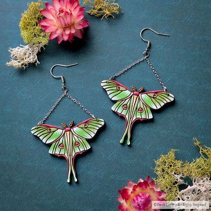 Luna Moth Earrings - Dangle and Drop Earrings