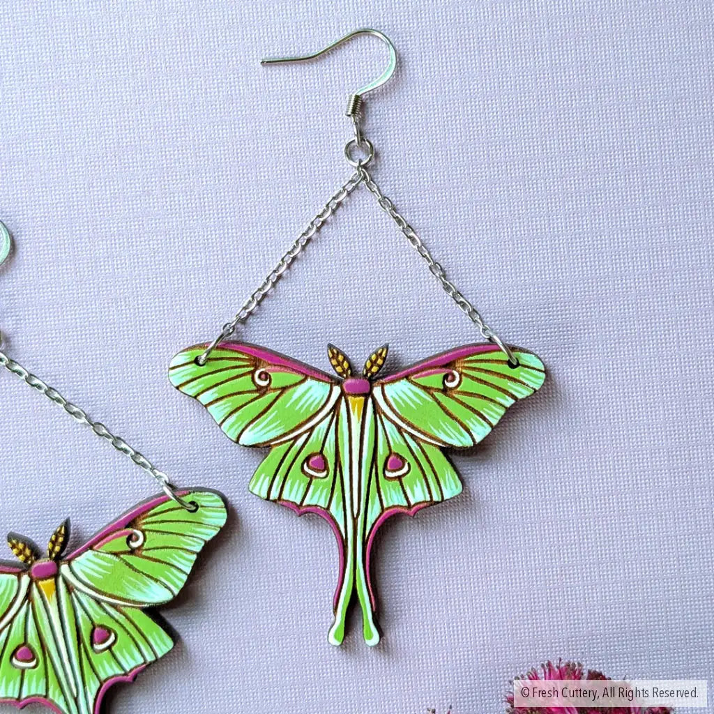 Luna Moth Earrings Dangle and Drop Earrings