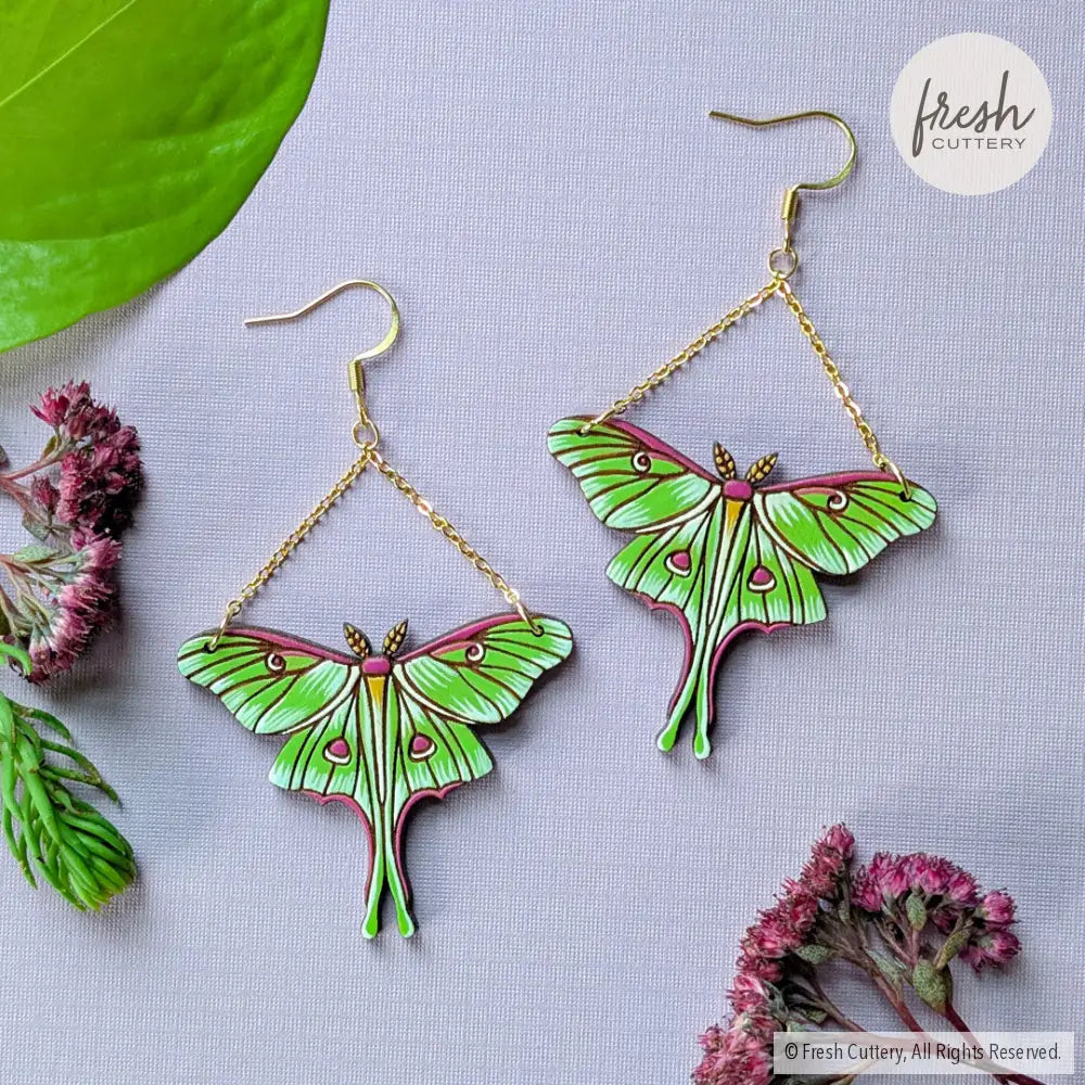 Luna Moth Earrings Dangle and Drop Earrings