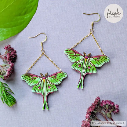 Luna Moth Earrings Dangle and Drop Earrings