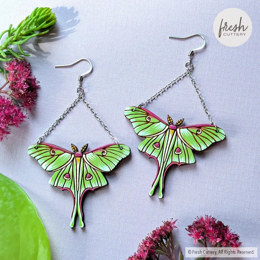 Luna Moth Earrings Dangle and Drop Earrings