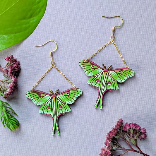 Luna Moth Earrings Dangle and Drop Earrings