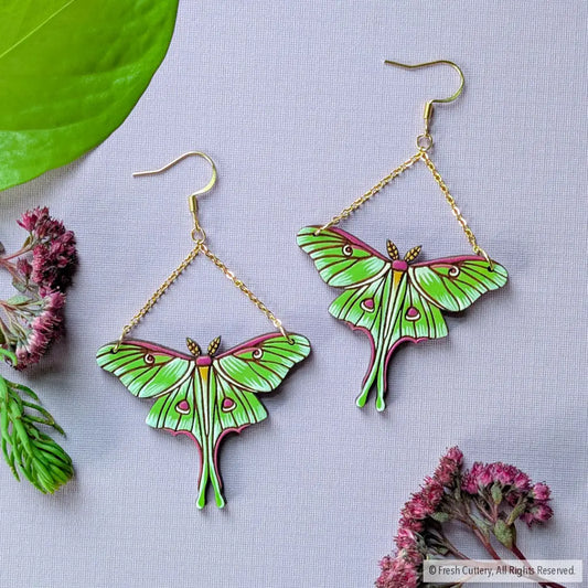 Luna Moth Earrings Dangle and Drop Earrings