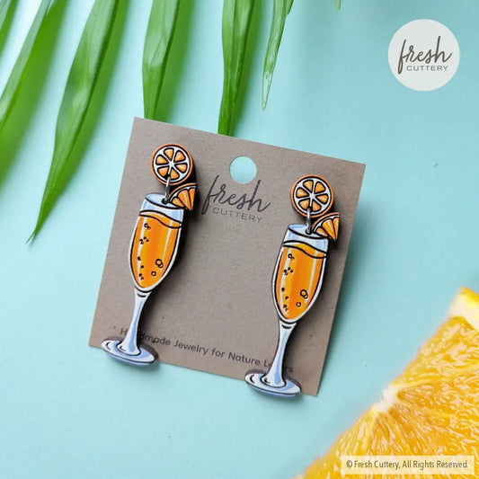 Mimosa Cocktail Earrings Silver Studs Dangle And Drop