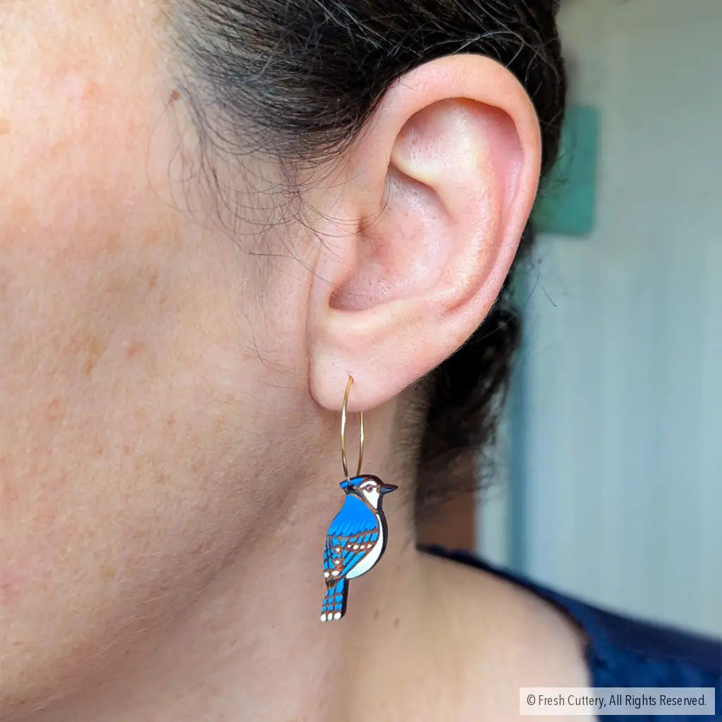 Mini Blue Jay Earrings Dangle And Drop