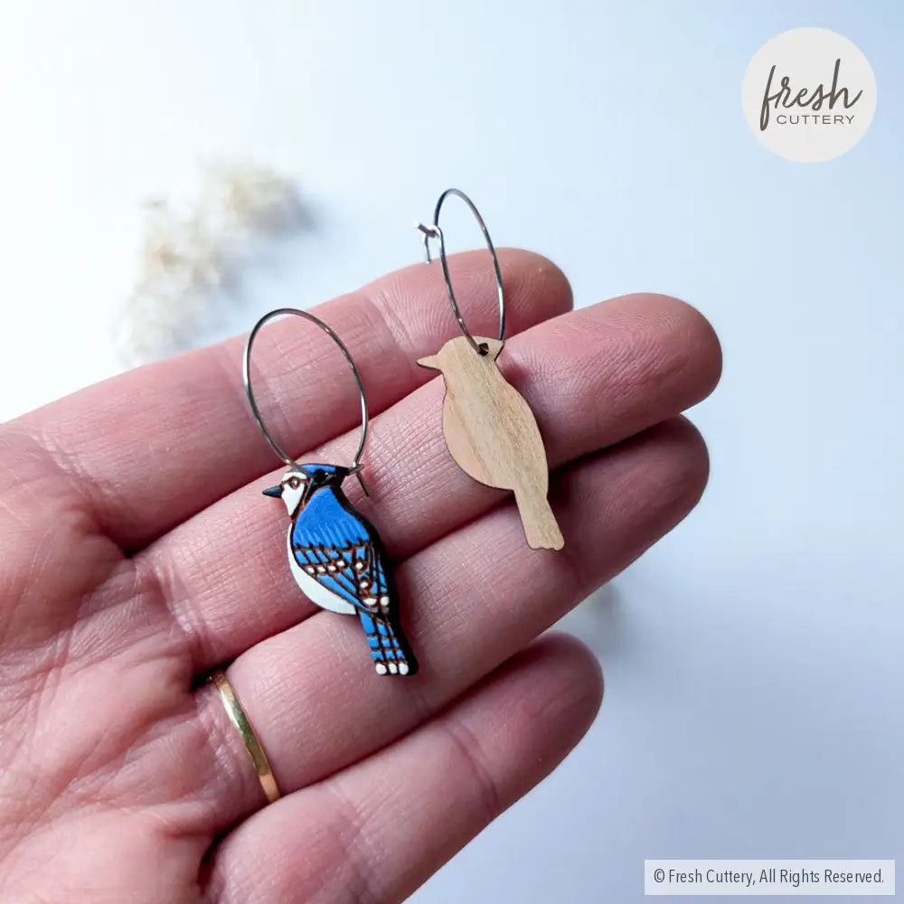 Mini Blue Jay Earrings Dangle And Drop