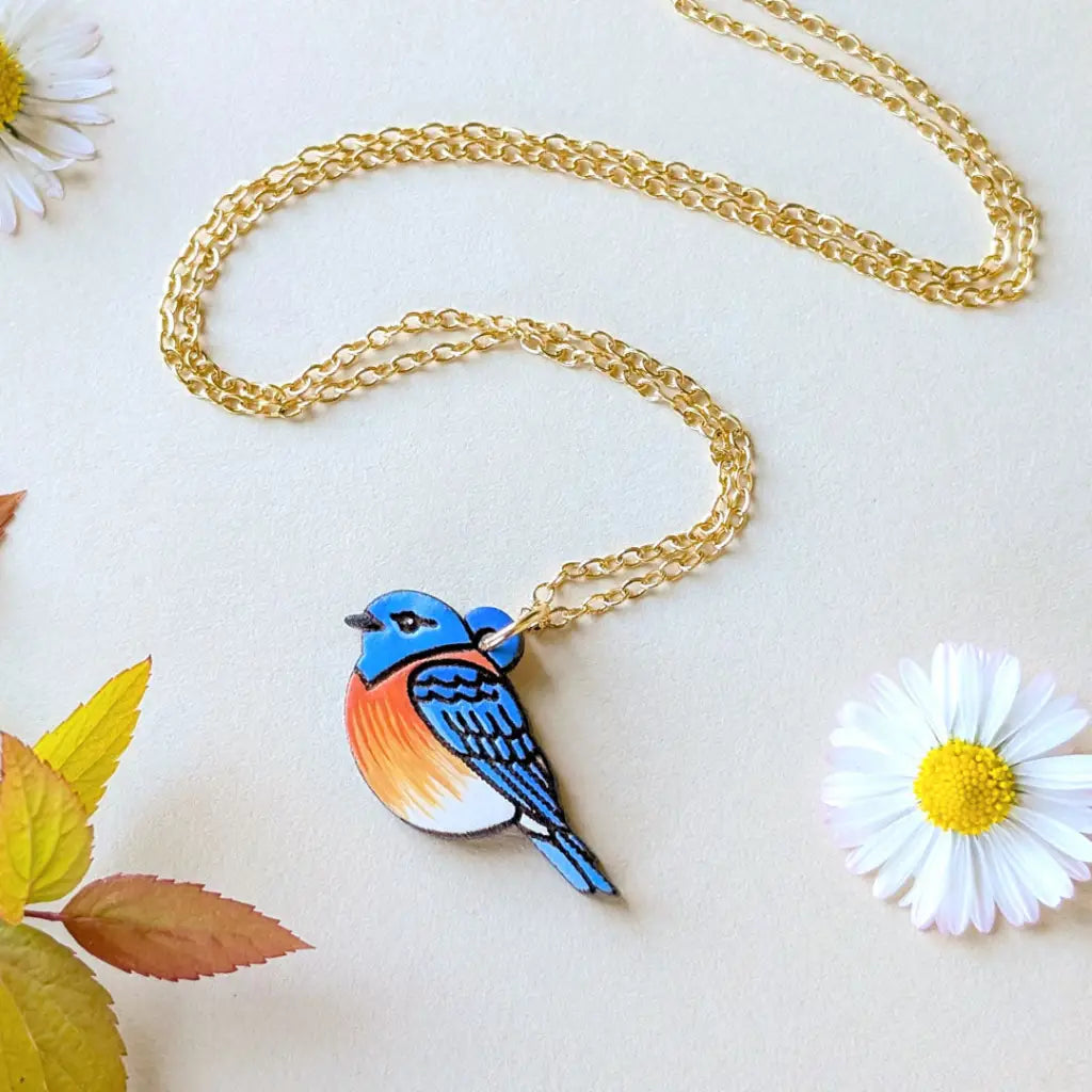Mini Bluebird Necklace Gold Necklaces