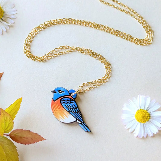 Mini Bluebird Necklace Gold Necklaces