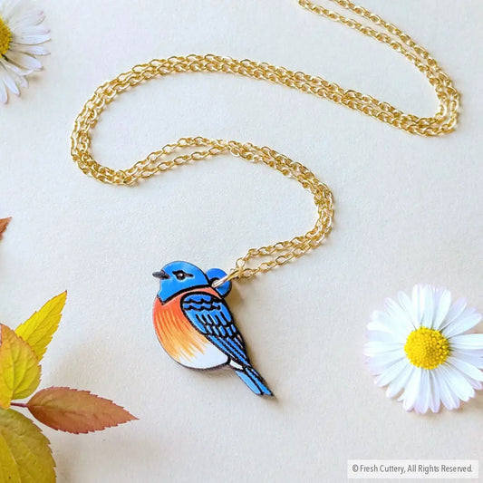 Mini Bluebird Necklace Gold Necklaces