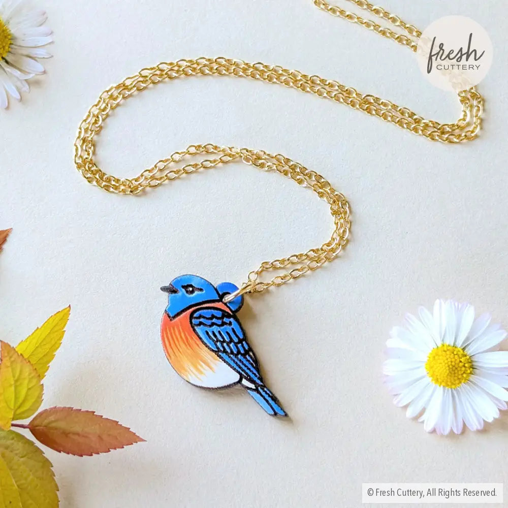 Mini Bluebird Necklace Gold Necklaces