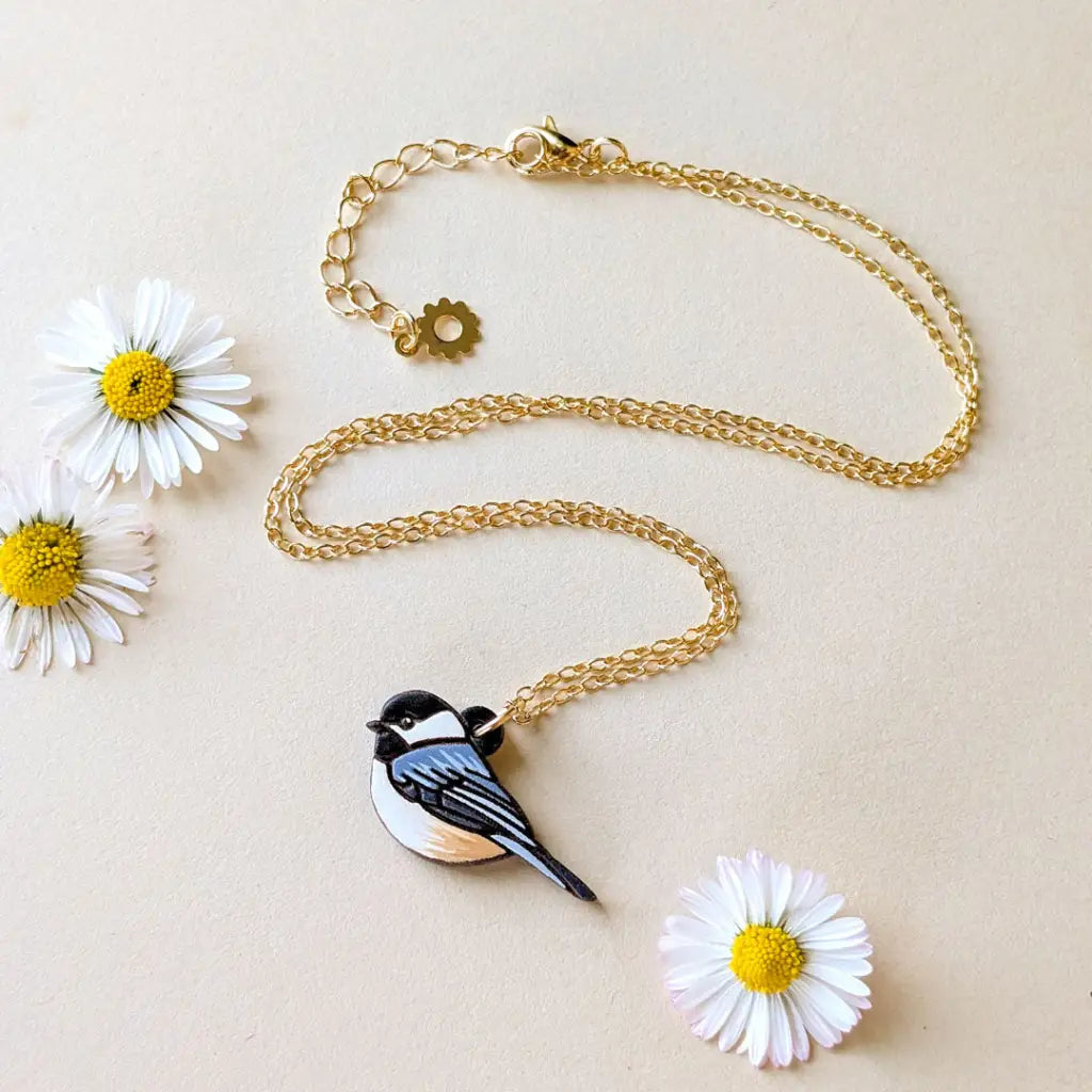 Mini Chickadee Bird Necklace Gold Necklaces