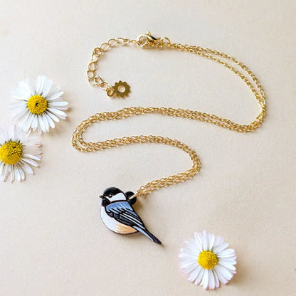 Mini Chickadee Bird Necklace Gold Necklaces