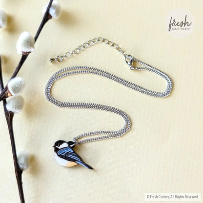 Mini Chickadee Bird Necklace Silver Chain Necklaces