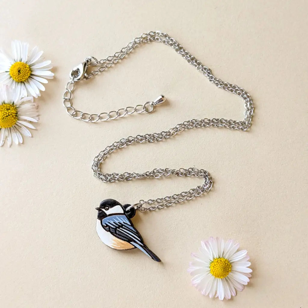 Mini Chickadee Bird Necklace Silver Necklaces