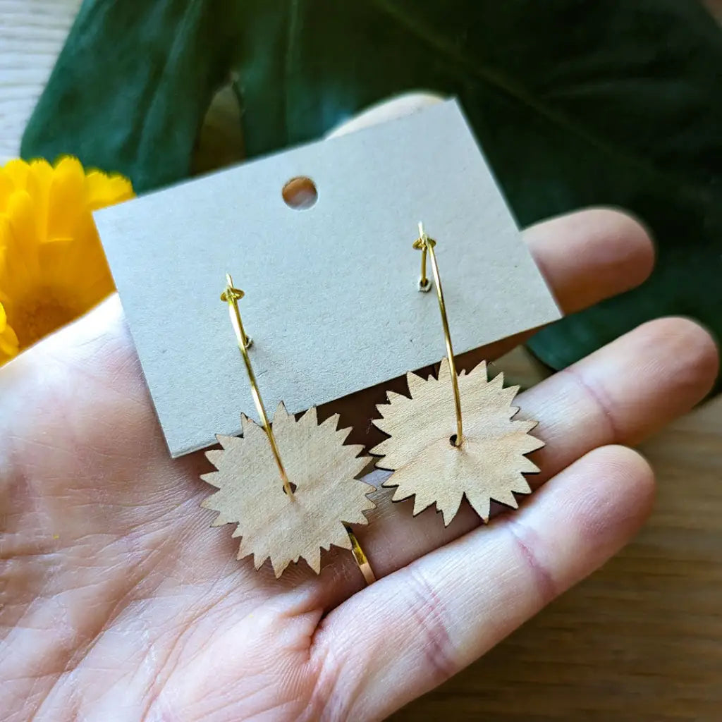 Mini Golden Sunflower Hoops Dangle And Drop Earrings