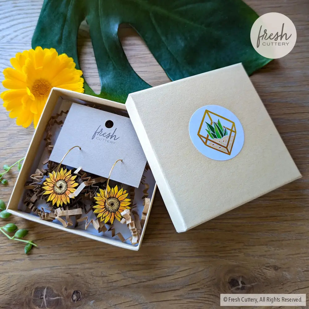 Mini Golden Sunflower Hoops Dangle And Drop Earrings