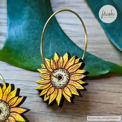 Mini Golden Sunflower Hoops Dangle And Drop Earrings