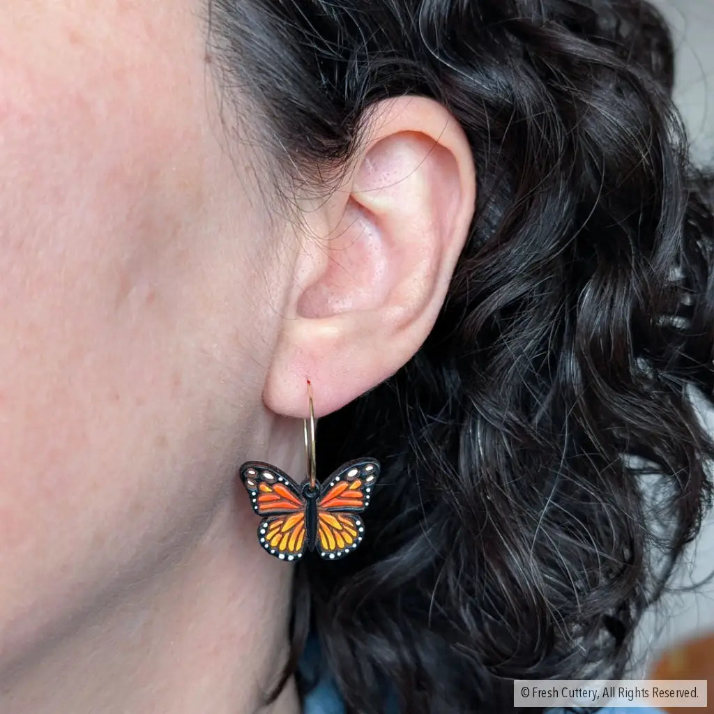 Mini Monarch Butterfly Earrings Dangle and Drop Earrings