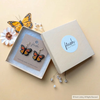 Mini Monarch Butterfly Earrings Dangle and Drop Earrings