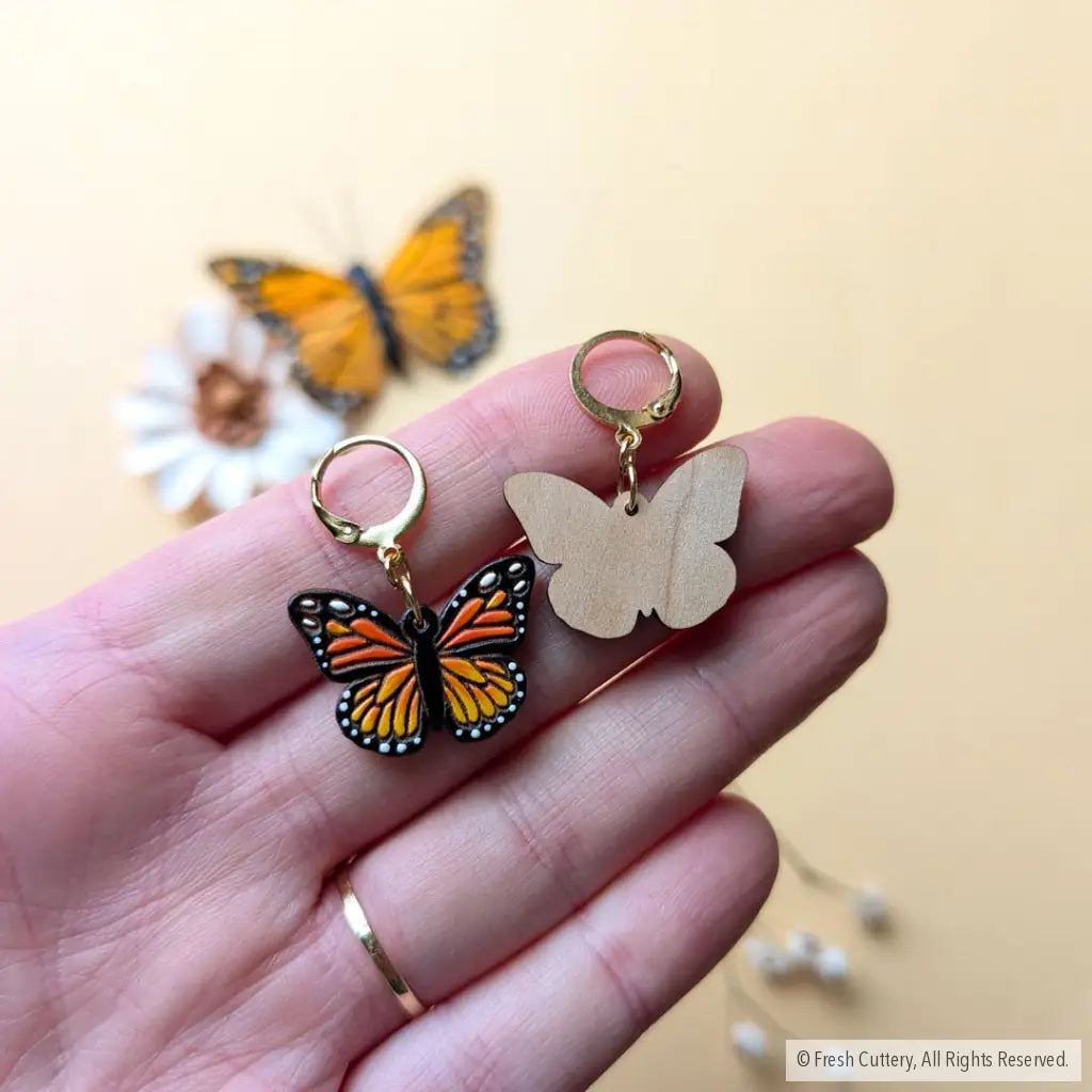 Mini Monarch Butterfly Earrings Dangle and Drop Earrings