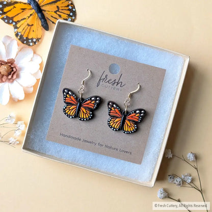 Mini Monarch Butterfly Earrings Dangle and Drop Earrings