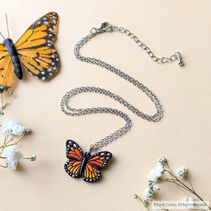 Mini Monarch Butterfly Necklace Silver Necklaces