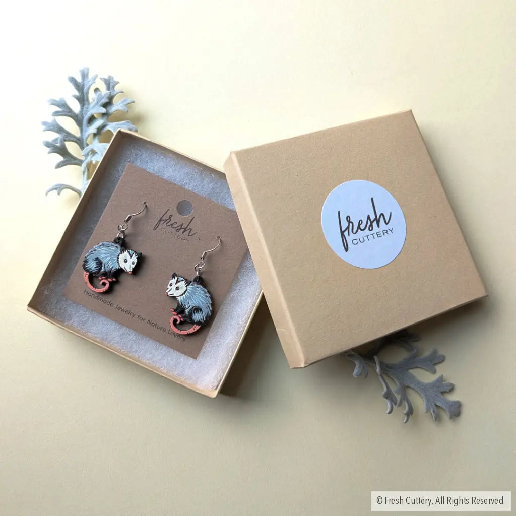 Mini Opossum Earrings Dangle and Drop Earrings