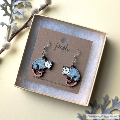 Mini Opossum Earrings Dangle and Drop Earrings