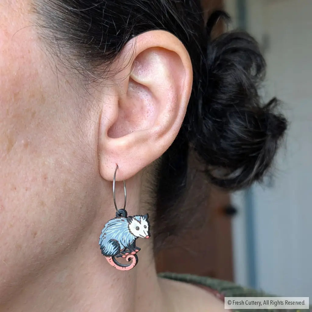Mini Opossum Earrings Dangle and Drop Earrings