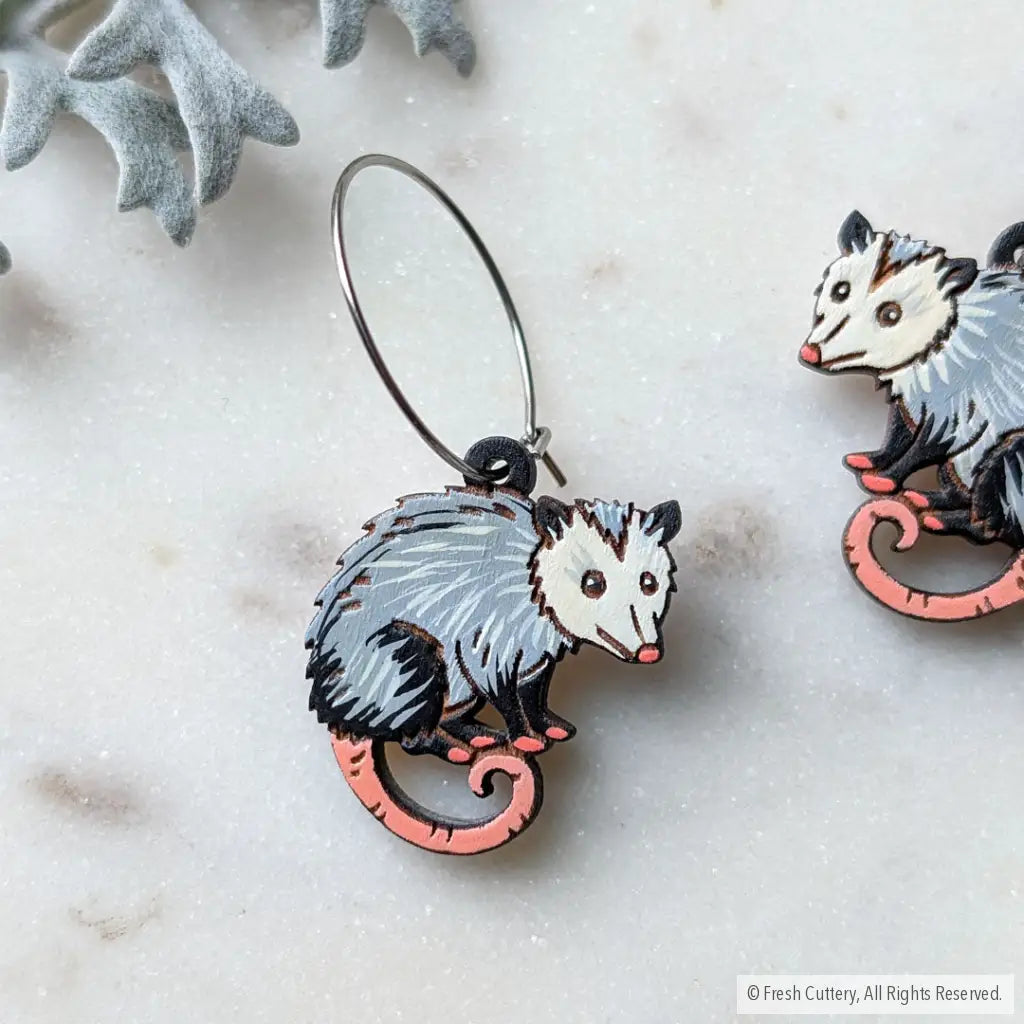 Mini Opossum Earrings Dangle and Drop Earrings