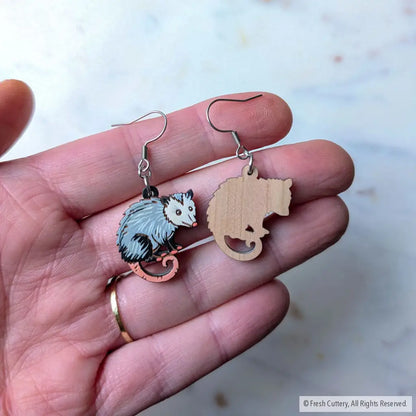 Mini Opossum Earrings Dangle and Drop Earrings