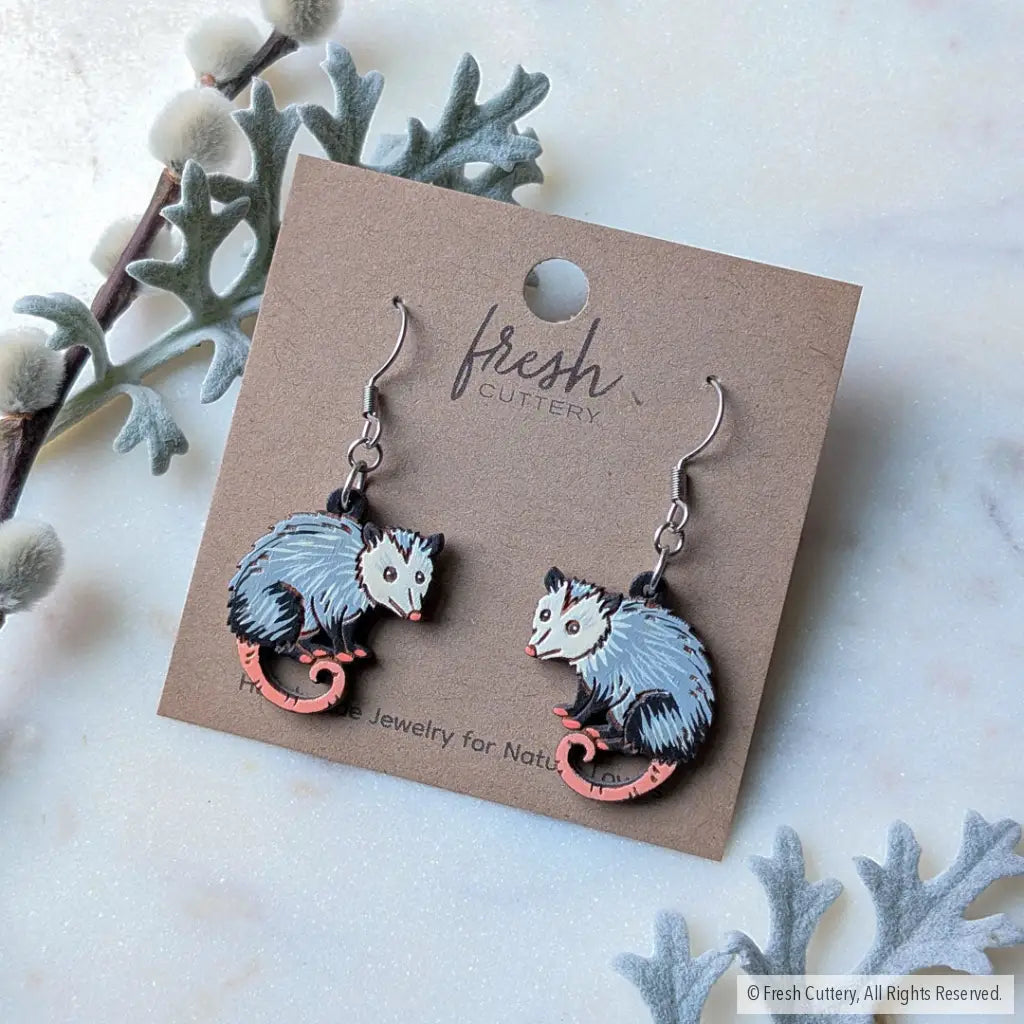 Mini Opossum Earrings Dangle and Drop Earrings