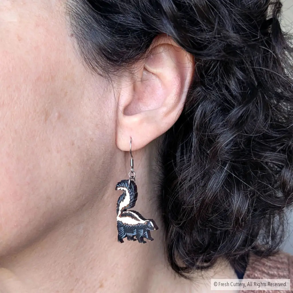 Mini Skunk Earrings Dangle and Drop Earrings