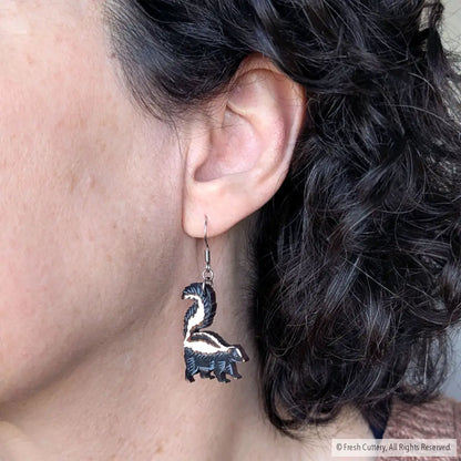 Mini Skunk Earrings Dangle and Drop Earrings