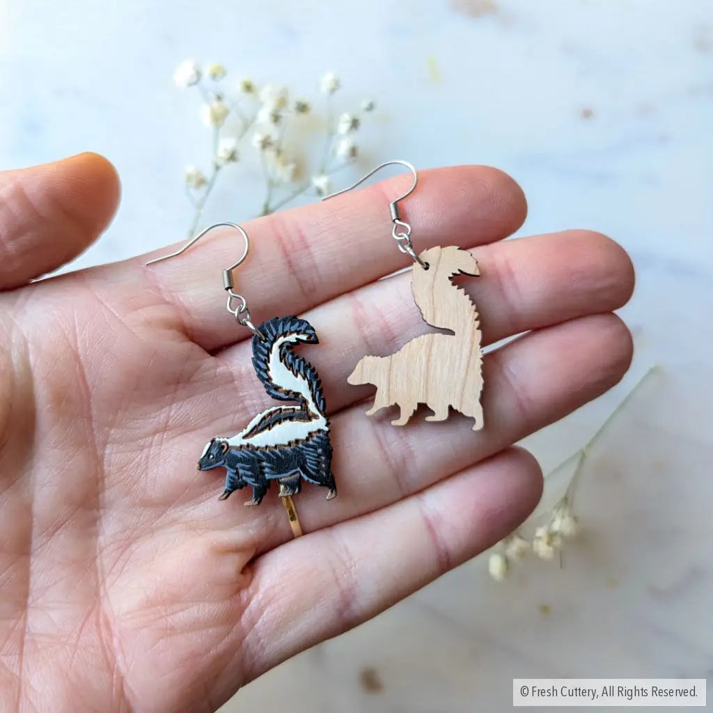 Mini Skunk Earrings Dangle and Drop Earrings