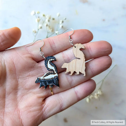 Mini Skunk Earrings Dangle and Drop Earrings