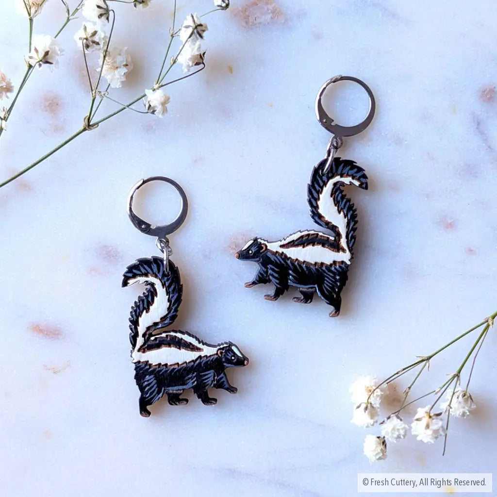 Mini Skunk Earrings Dangle and Drop Earrings