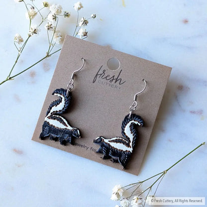 Mini Skunk Earrings Dangle and Drop Earrings