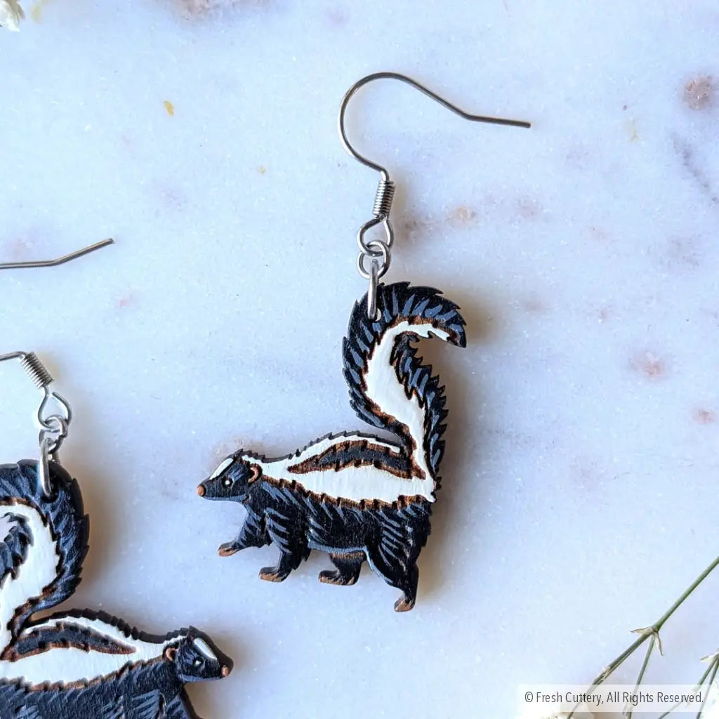 Mini Skunk Earrings Dangle and Drop Earrings