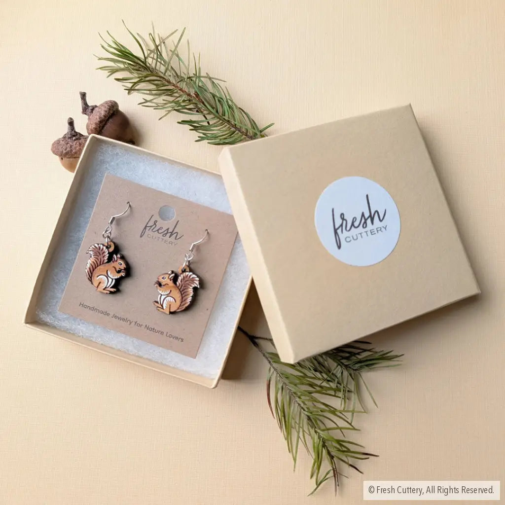 Mini Squirrel Earrings Dangle and Drop Earrings