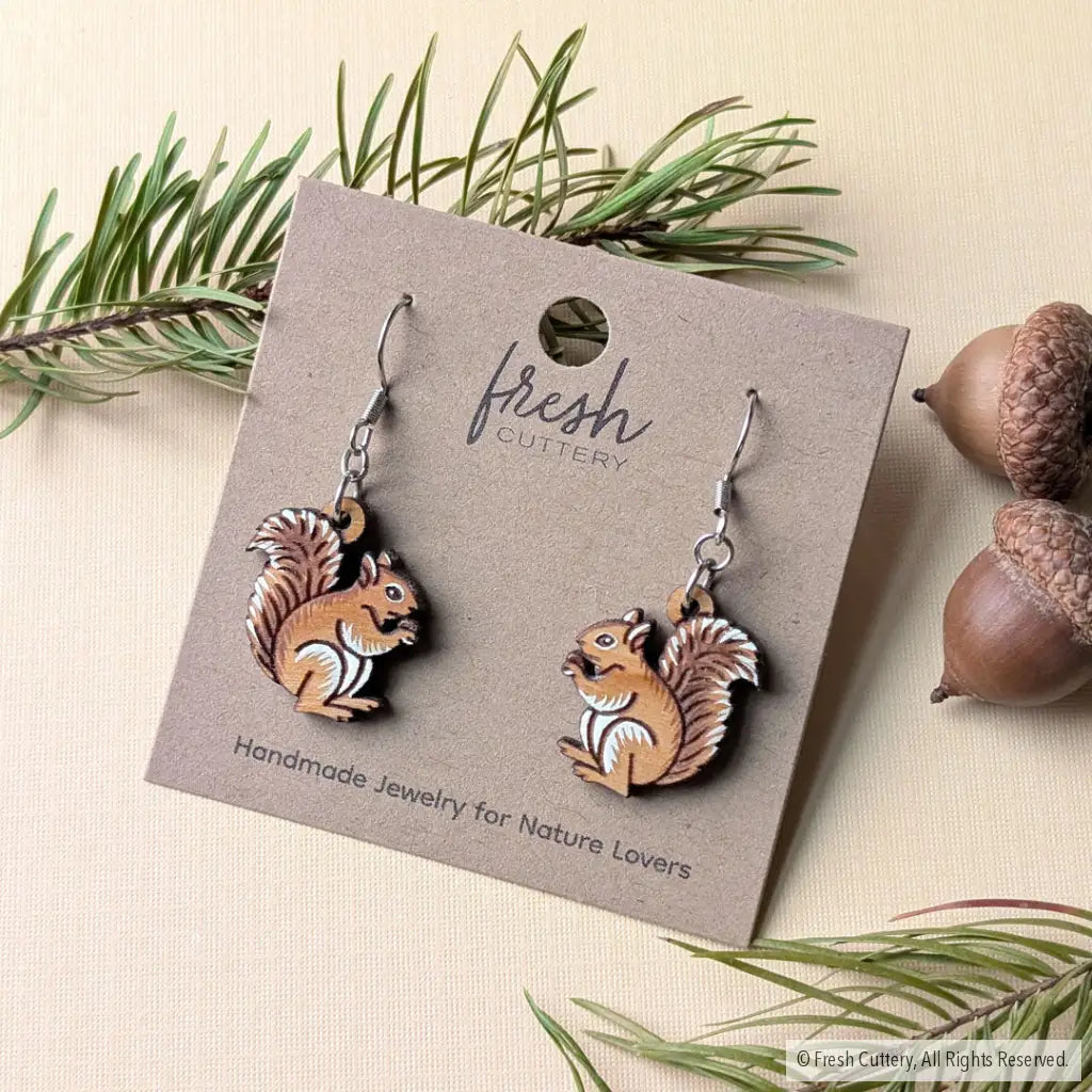 Mini Squirrel Earrings Dangle and Drop Earrings