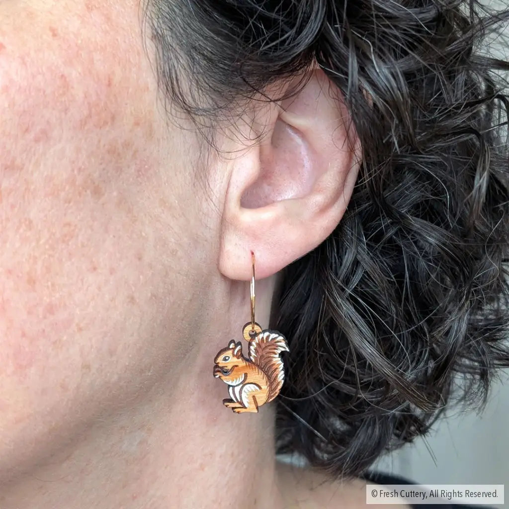 Mini Squirrel Earrings Dangle and Drop Earrings