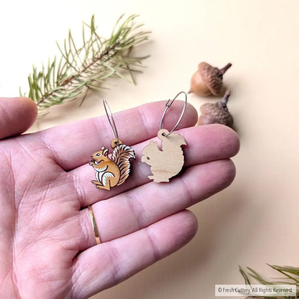 Mini Squirrel Earrings Dangle and Drop Earrings