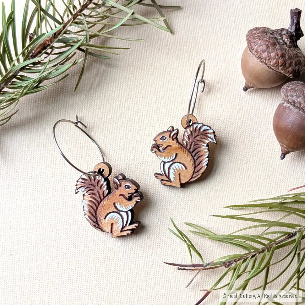 Mini Squirrel Earrings Dangle and Drop Earrings
