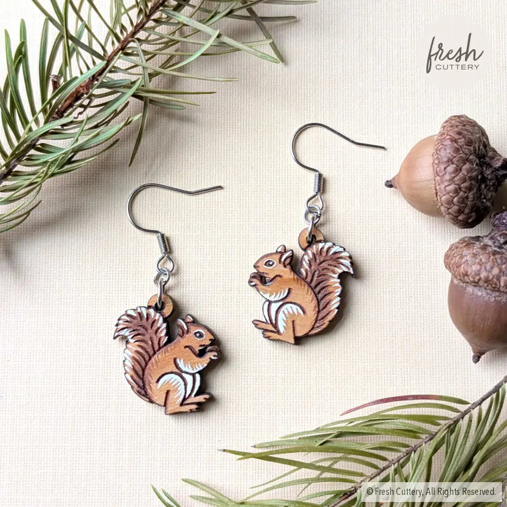 Mini Squirrel Earrings Silver Ear Wires Dangle and Drop Earrings