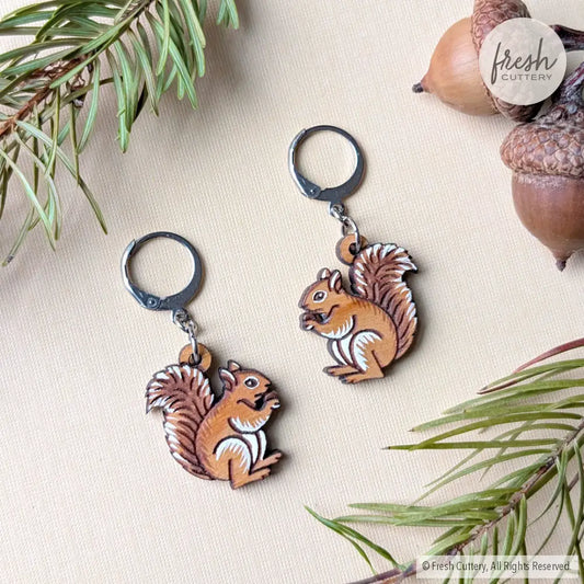 Mini Squirrel Earrings Silver Leverbacks Dangle and Drop Earrings