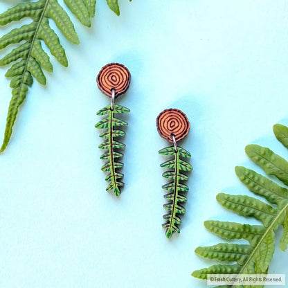 Mini Woodland Fern Earrings Dangle and Drop Earrings