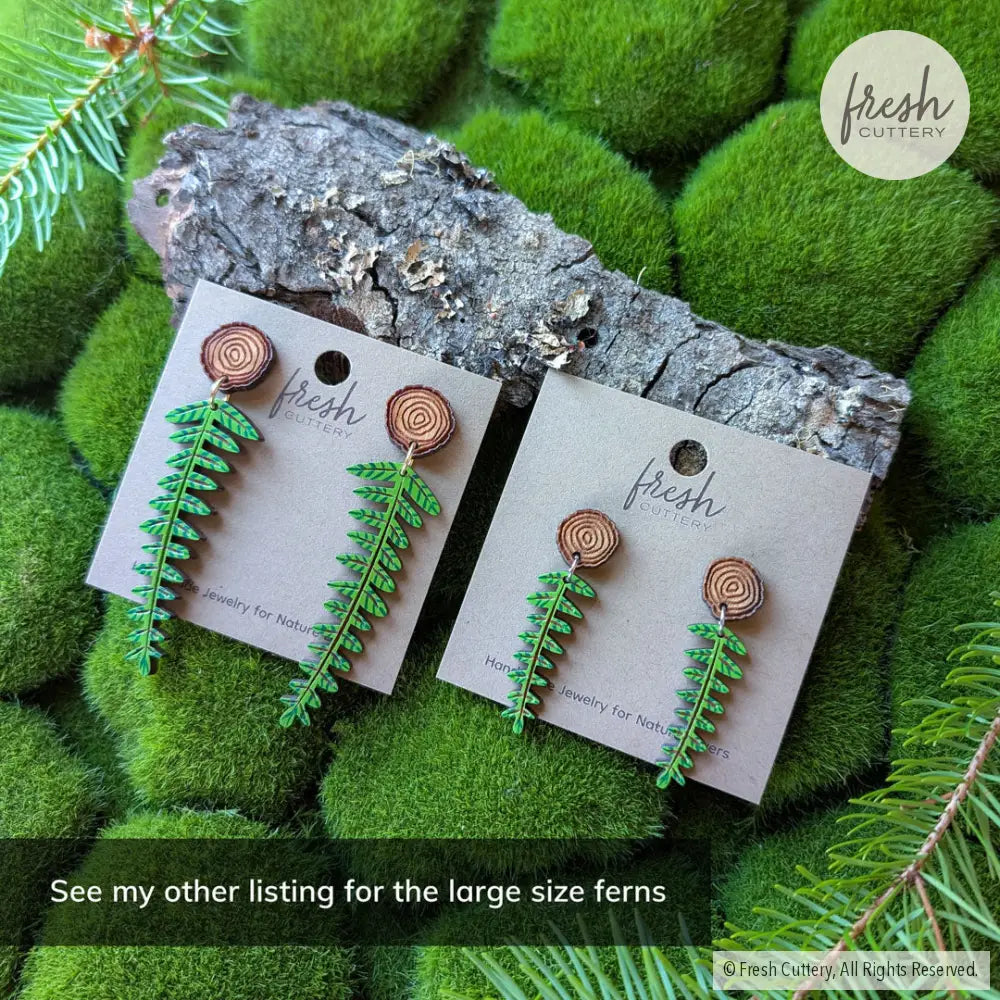 Mini Woodland Fern Earrings Dangle and Drop Earrings
