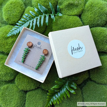 Mini Woodland Fern Earrings Dangle and Drop Earrings