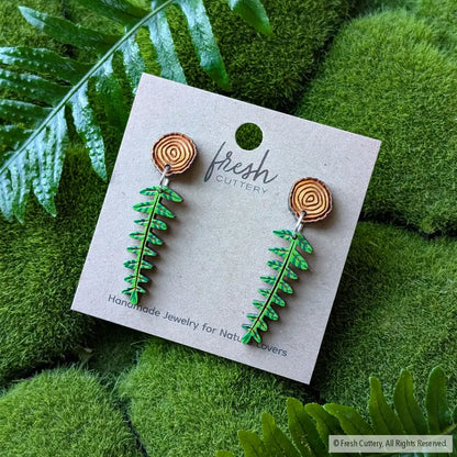 Mini Woodland Fern Earrings Dangle and Drop Earrings